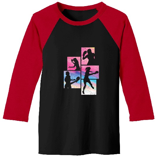 Sport Ping Pong Player Retro Ping Pong Table Balls Girls Women Baseball Tees