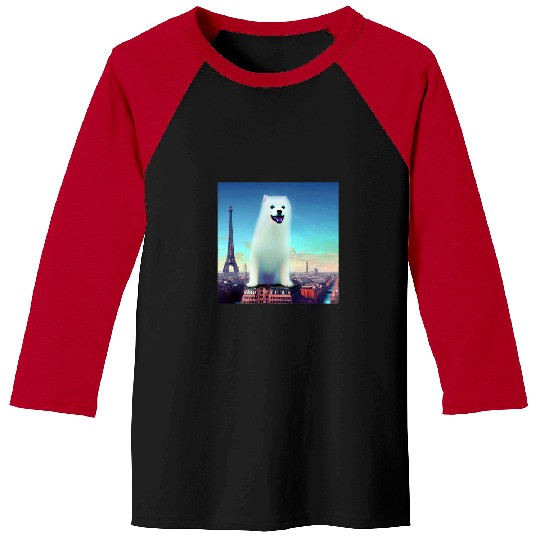 Pomeranian Pet Eiffel Tower France Paris Men Women Baseball Tees
