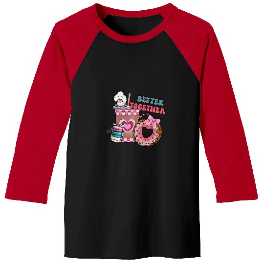 Poodle Better Together Groovy Retro Valentines Day Baseball Tees