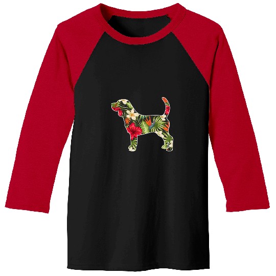 Beagle Pet Summer Dog Lover Tropical Floral Print Flower Men Baseball Tees