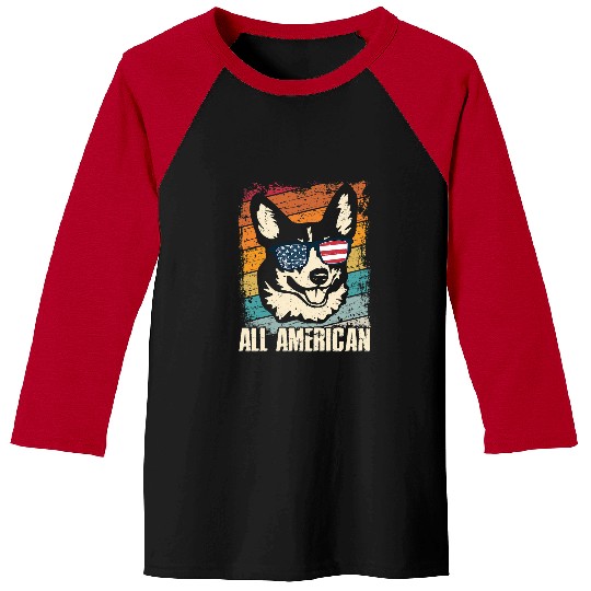 Corgi Pet All American Dad USA Vintage Retro 439 Baseball Tees