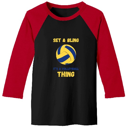 Sport Volleyball Set And Bling Volleyball Player Beach Volleyball Baseball Tees