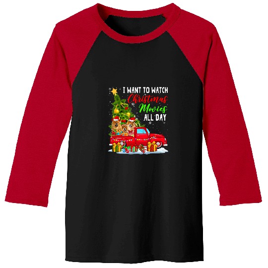 Chow Chow Pet Watch Christmas Movies All Day Three Santa Elf Chow Chows Baseball Tees