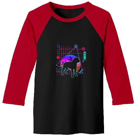 English Mastiff Pet Aesthetic Vaporwave 80s Style Dogs Lover Baseball Tees