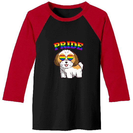 Shih Tzu Pet Shih Tzu Dog Gay Pride Rainbow LGBTQ Cute Baseball Tees