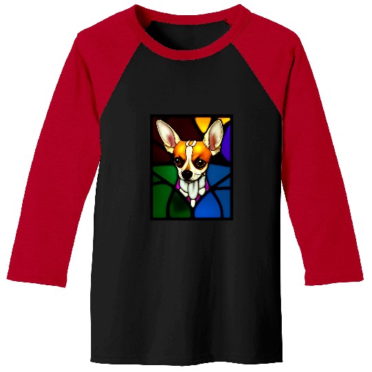Chihuahua Pet Stained Glass Pop Art 4 Baseball Tees
