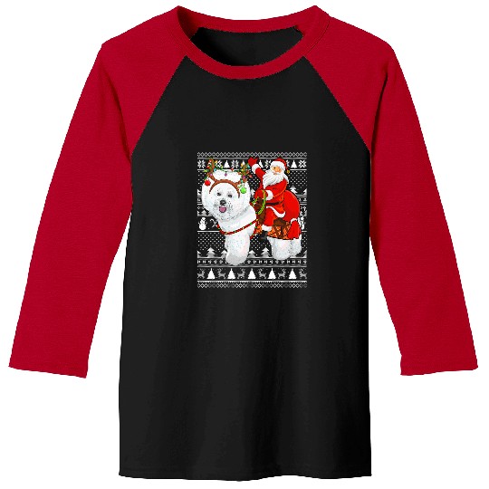 Bichon Pet Frise xmass Holiday Ugly Santa Riding Bichon Frise Dog Christmas Baseball Tees