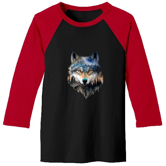 Coyote Mammal Forest Landscape Animal Face Art Animal Lover wolfs 6 Baseball Tees