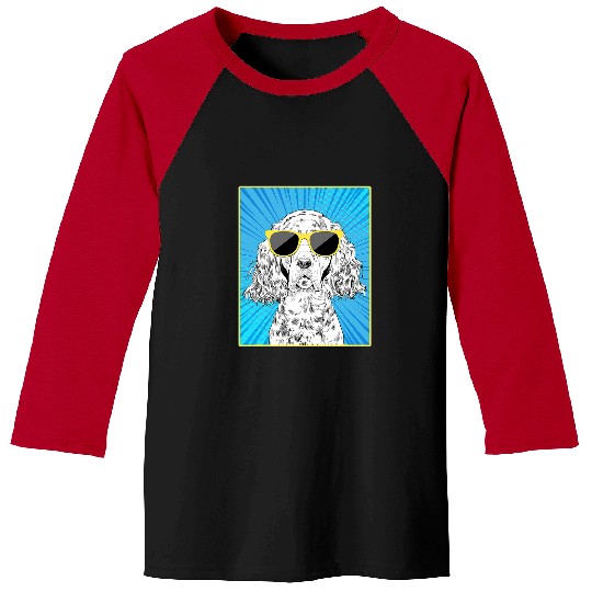 English Setter Pet English Setter Portrait Pop Art Dog with Sunglasses Baseball Tees