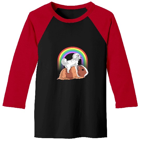 Bichon Pet GP Guinea Pig Bichon Frise Dog Riding Guinea Pig Rainbow Cute Magical Baseball Tees