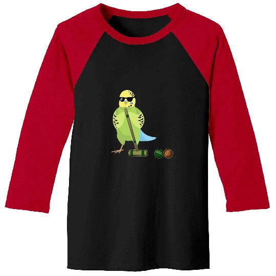 Sport Croquet Funny Parakeet Wearing Sunglasses Playing Croquet Baseball Tees