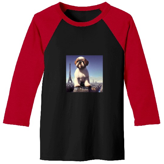 Shih Tzu Pet Eiffel Tower France Paris Gift Men Women Baseball Tees