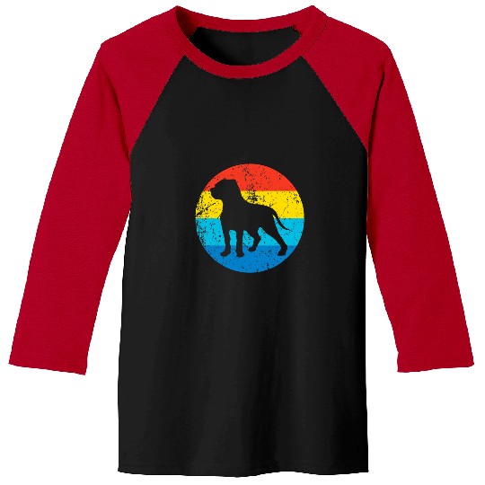 English Mastiff Pet Dog Breed Silhouette Retro 1970s Circle Baseball Tees