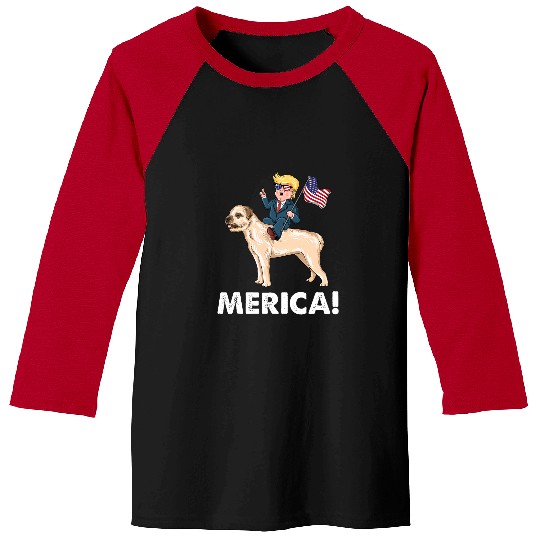 Border Terrier Pet Trump Riding a Border Terrier Dog 4th July Baseball Tees