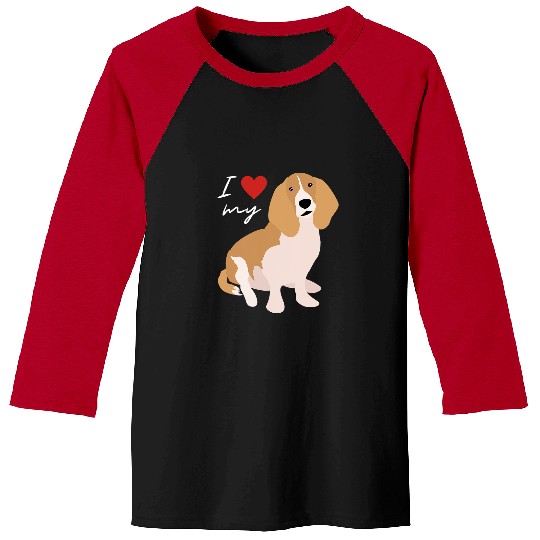 Basset Hound Pet I Love My Tan White Basset Hound Dog Lover Baseball Tees