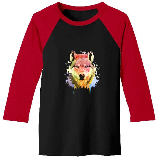 Coyote Mammal For Men Women Animal Face Waterpaint Grey Wolves 1 Baseball Tees