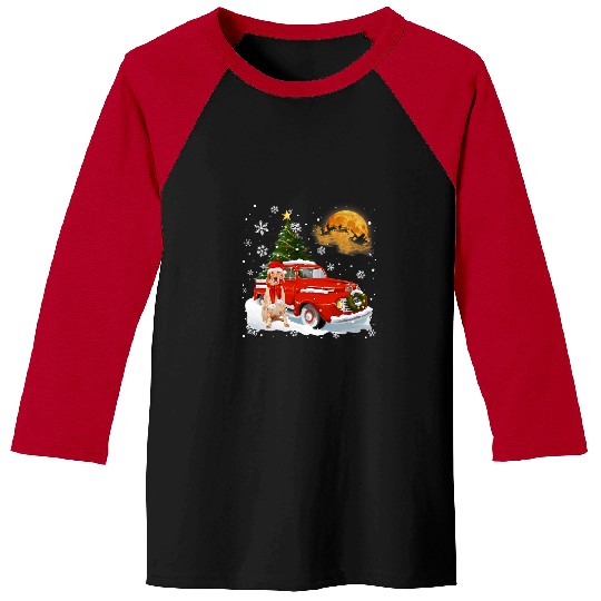 English Setter Pet English Setter Snow Red Truck Pick Up Christmas Tree Baseball Tees