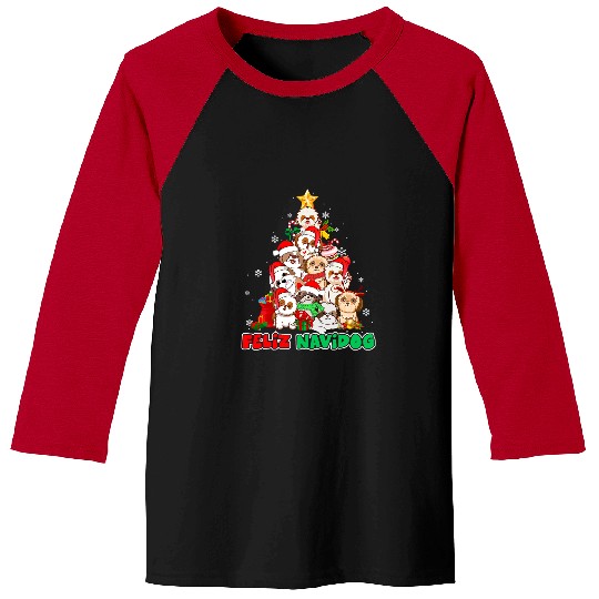 Shih Tzu Pet Feliz Navidog Feliz Navidad Christmas Shih Tzu Baseball Tees