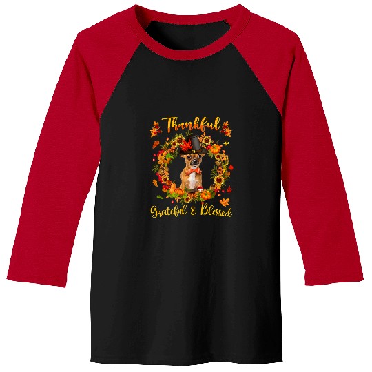 Chihuahua Pet Thankful Grateful Blessed Chihuahua Thanskgiving Matching Baseball Tees