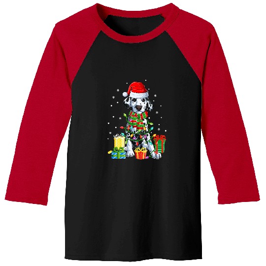Dalmatian Pet Santa Dalmatian Christmas Light Pajama xmass Party Matching 505 Baseball Tees