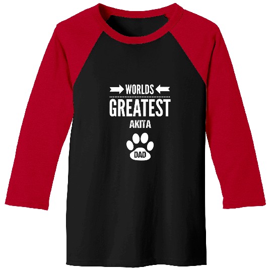 Akita Pet Mens Worlds Greatest Akita Dog Dad Paw Print Pet Love Father Dog Baseball Tees