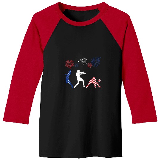 Sport Volleyball Red White Blue Volleyball Player Fireworks 4th Of July Baseball Tees