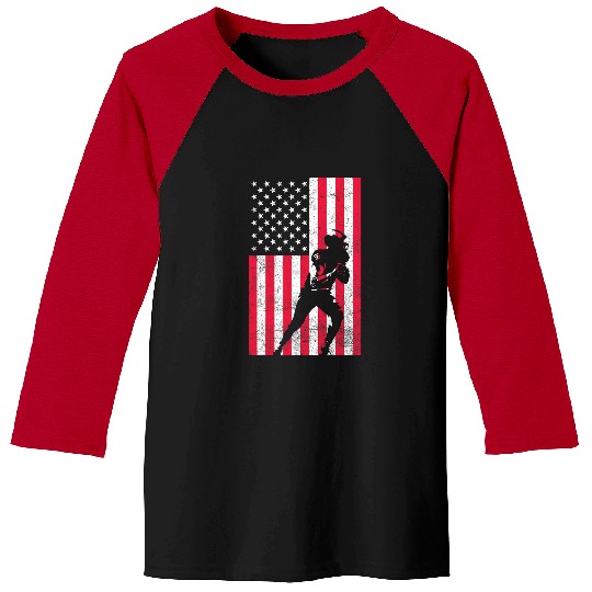 Sport American Football USA American Flag Football Red White Blue 4th of July Top Baseball Tees
