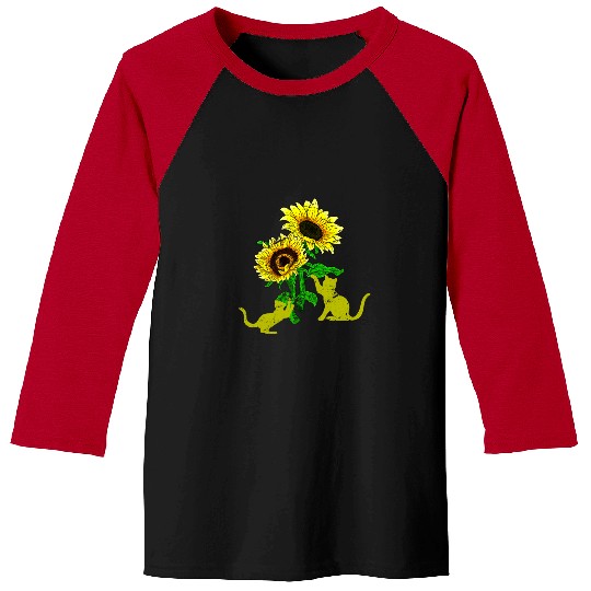 Pet Animal Cat Owner Florist Yellow Flowers Pretty Sunflower Baseball Tees