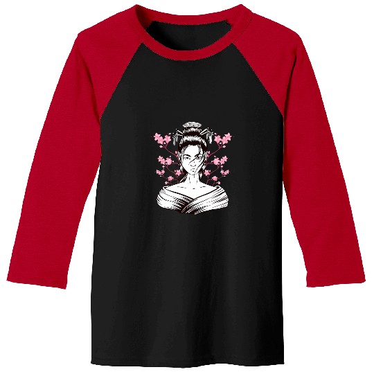 Discover Geisha Girl Sakura Cherry Blossom Japan Art Japanese Baseball Tees