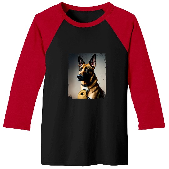 Belgian Malinois Pet SoldierDressed Belgian Malinois Portrait for Dog Lovers Baseball Tees