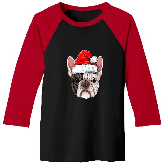 French Bulldog Pet Frenchie Dog Christmas Dog Santa Hat xmass Boys Kids Girls Baseball Tees