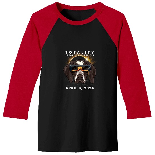 German Shorthaired Pet Solar Eclipse 2024 GSP German Shorthaired Pointer Baseball Tees
