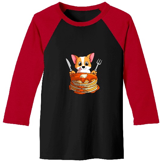 Corgi Pet Welsh Corgi Pancakes Waffle Corgi Breakfast Flapjack Hotcake Food Baseball Tees