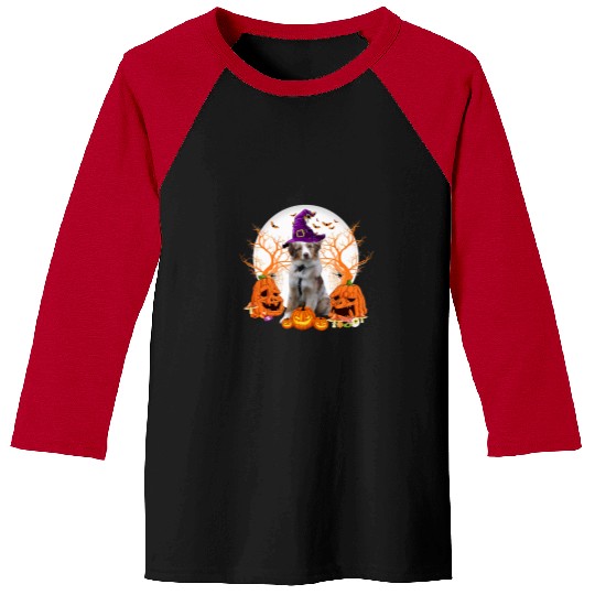 Australian Shepherd Pet Dog Halloween Australian Shepherd Dog Jack O Lantern 7 Baseball Tees