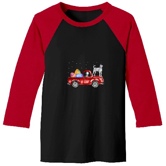 Dalmatian Pet Riding Easter Truck Easter Egg Cute Easter Baseball Tees
