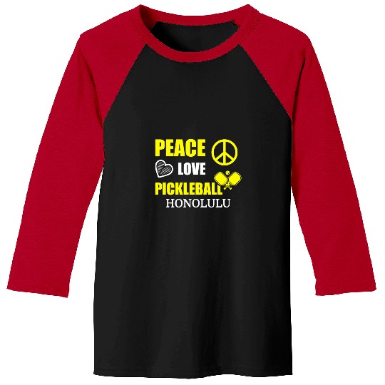 Sport Pickleball PEACE LOVE PICKLEBALL HONOLULU Baseball Tees
