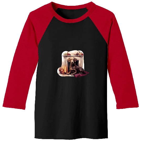 Labrador Pet Dog Laying by Fireplace Puppy Baseball Tees