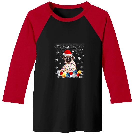 Pug Pet Christmas Light Decor xmass Pajamas PJ Pug Lover 289 Baseball Tees