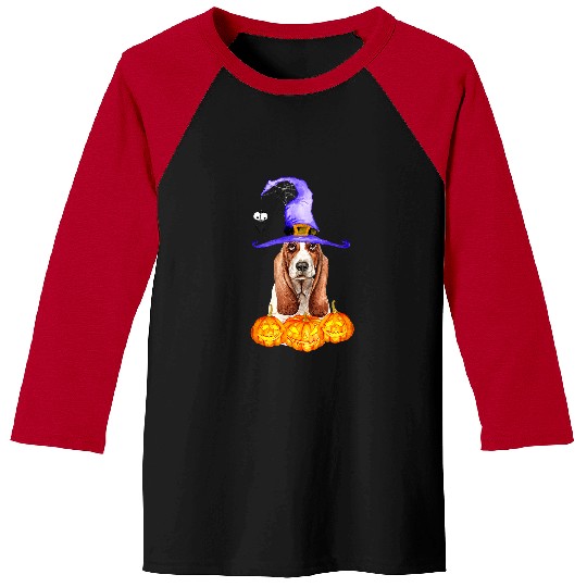 Basset Hound Pet Owner Halloween Witch Dog Lover Jack O Lantern Baseball Tees