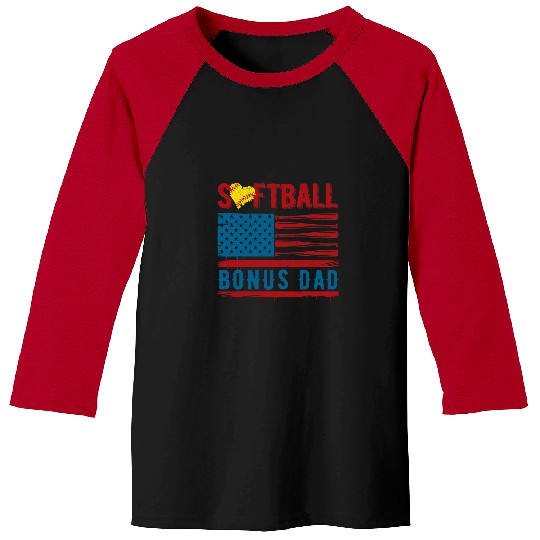 Sport Softball Bonus Dad American Flag Softball Dad Fathers Day Baseball Tees