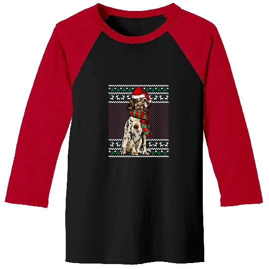 English Setter Pet xmass English Setter Dog Santa Hat Ugly Christmas Baseball Tees