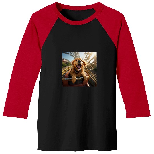 Labrador Pet Puppy Dog Riding Roller Coaster Baseball Tees