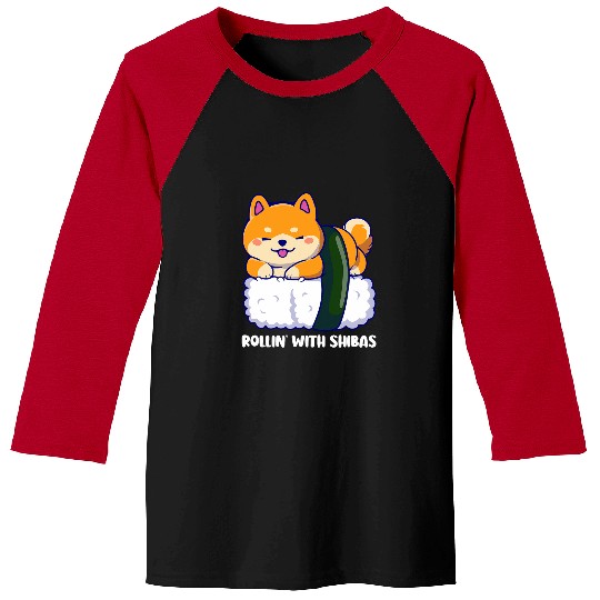 Akita Pet Shiba Inu Japanese Dog Sushi Rollin With Shibas Akita 6 Dog Baseball Tees