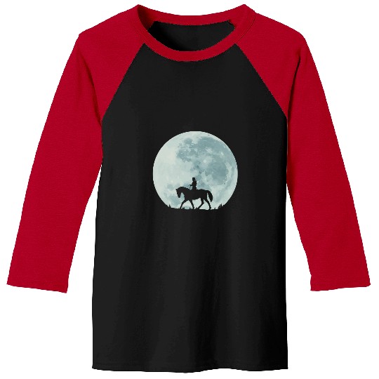 Horse Pet Full Moon Horse Rider Girl Riding Horseback Equestrian Ranch Baseball Tees
