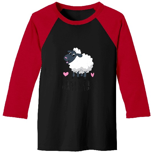 Cute Lamb Girl Just A Girl Who Loves Lambs Farmer Girl Baseball Tees