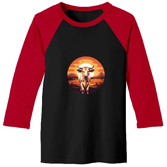 Retro vintages Cow Sunset Funny Cattle Farm Farmer Baseball Tees