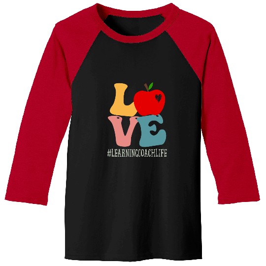 Learning Coachs Love Apple Groovy Retro Cute Back To School Baseball Tees