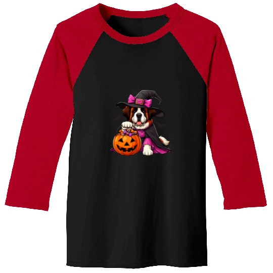 Saint Bernard Halloween Witches Costume For Lover Dog Baseball Tees