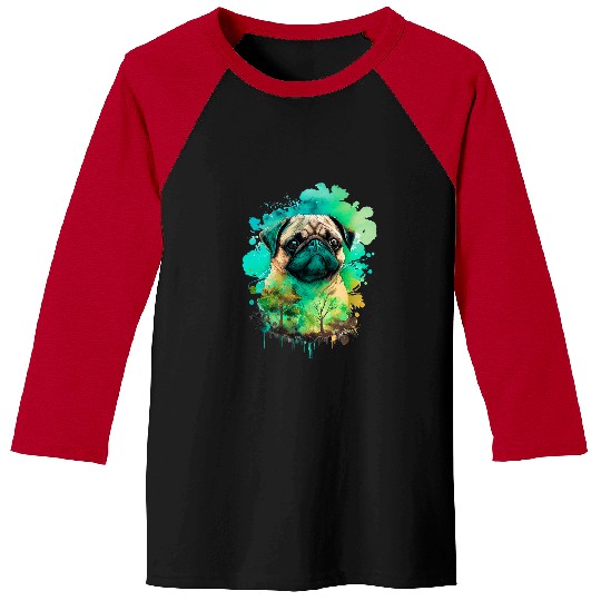 earth day restore earth pug watercolor art dog lovers Baseball Tees