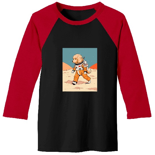 Goldendoodle Mars Funny Dog Astronaut Baseball Tees